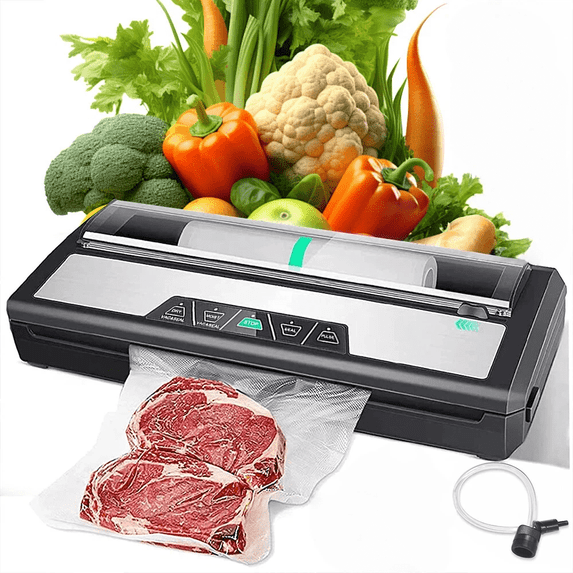 Vacuum Sealer Machine, 80Kpa Automatic Food Sealer Machine, Built-in Cutter, Food Preservation Storage with Air Sealing System