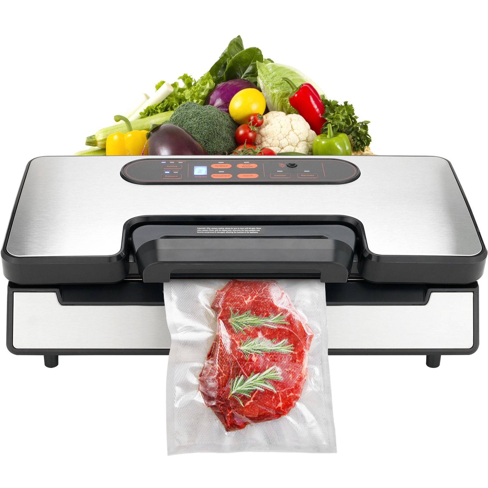 Vacuum Sealer Machine, 90Kpa 130W Powerful Dual Pump and Dual Sealing, Dry and Moist Food Storage, Automatic and Manual Air Sealing System with Built-in Cutter, with Seal Bag and External Hose