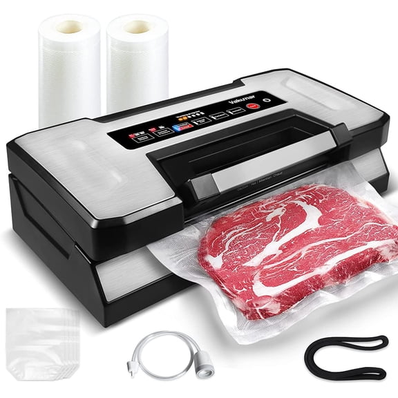 Vacuum Sealer Machine, 90Kpa Liquid Food Vacuum Sealer Machine Preservation Dry/Moist/Liquid Modes, LED Indicator Light, Handle Locked Design, Built-in Cutter and Bag Storage, Starter Kit