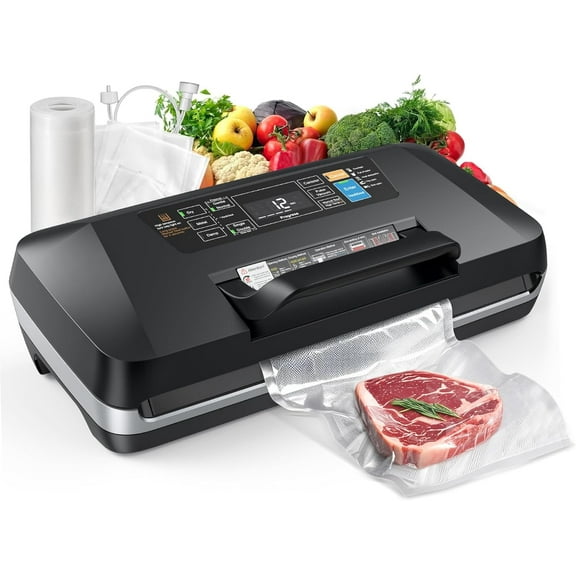 Vacuum Sealer Machine, 95Kpa Powerful Suction System Commercial Full Automatic Vaccum Sealer with Built-in Cutter & Bag Storage, Includes 1 Bag Roll + 10 Pre-cut Bags