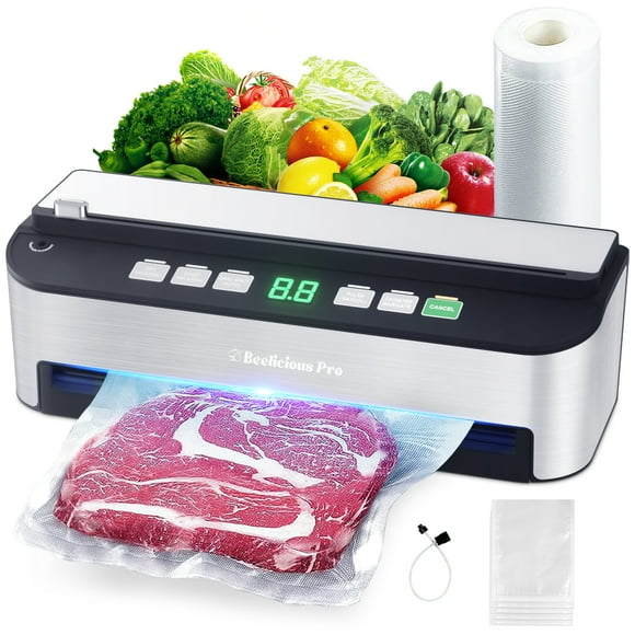 Vacuum Sealer Machine, Aeitto 85KPA Fully Automatic 8-IN-1 Food Sealer with Bags Storage, Build-in Cutter, Moist&Dry Mode and Air Suction Hose | Digital Countdown | Sous Vide