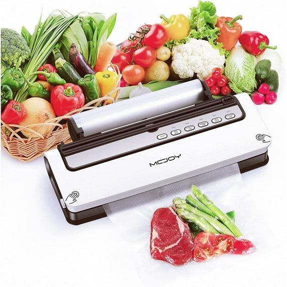 Vacuum Sealer Machine Automatic Food Sealer with Adjustable Size Roller Double-layer Powerful Sealing for Food preservation Dry Moist Manual 6 Vacuum Mode with Led Indicator Light
