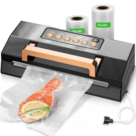 Vacuum Sealer Machine Black Fully Automatic Food Sealer with Double Heat Seal Dry & Moist Modes