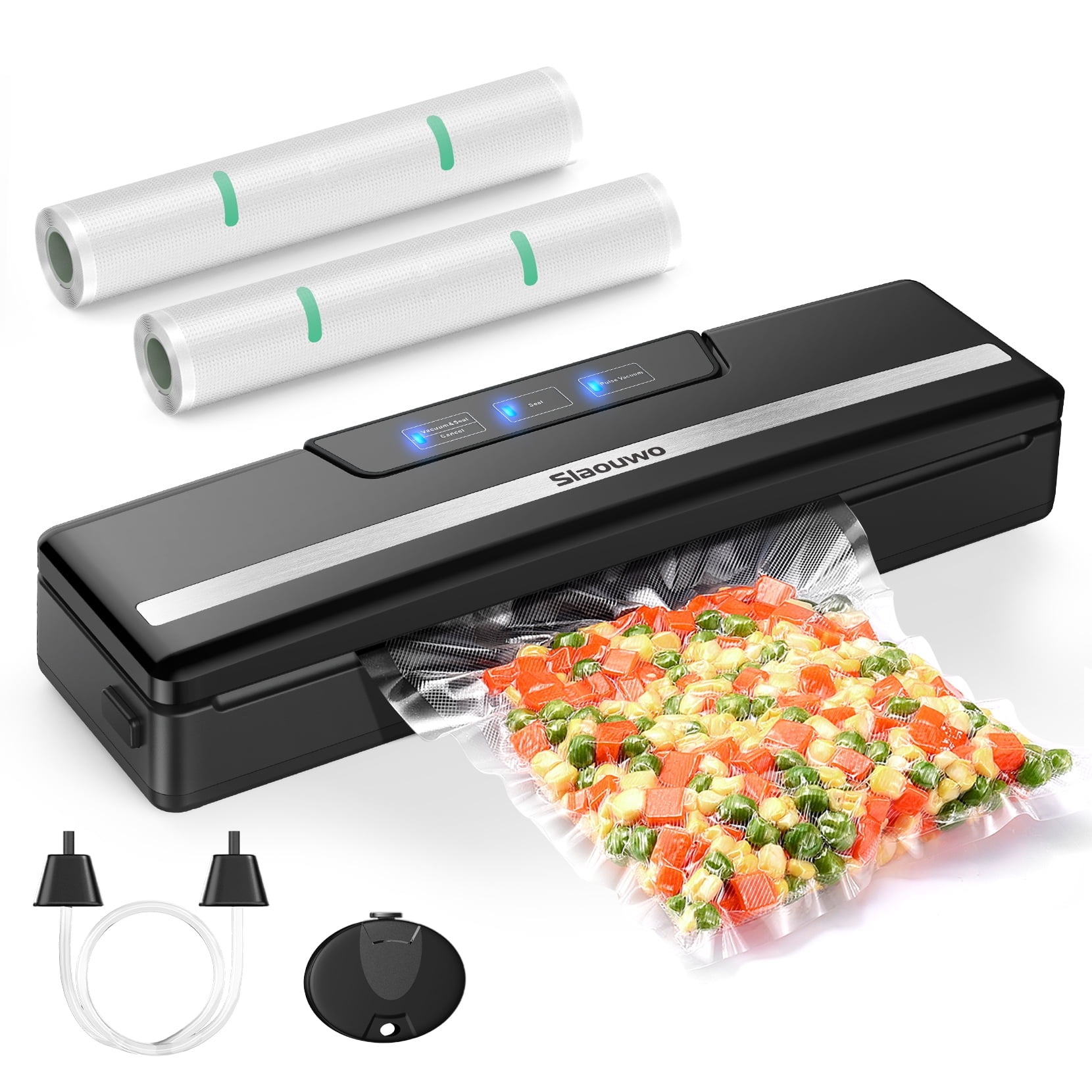 Plieren 11inch Food Vacuum Sealer Machine 2 in 1 Portable Mini Food Sealer  with Powerful Suction Commercial Vacuum Sealer Air Sealing System for Dry 