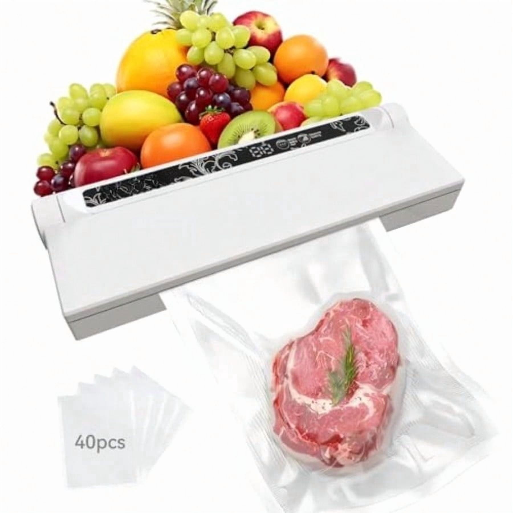 Vacuum Sealer Machine - Fully Automatic Vacuum Sealers for Food Dual Use for Dry and Wet Foods Includes 40 Vacuum Sealed Bags One Click Operation and Super Strong Suction Power
