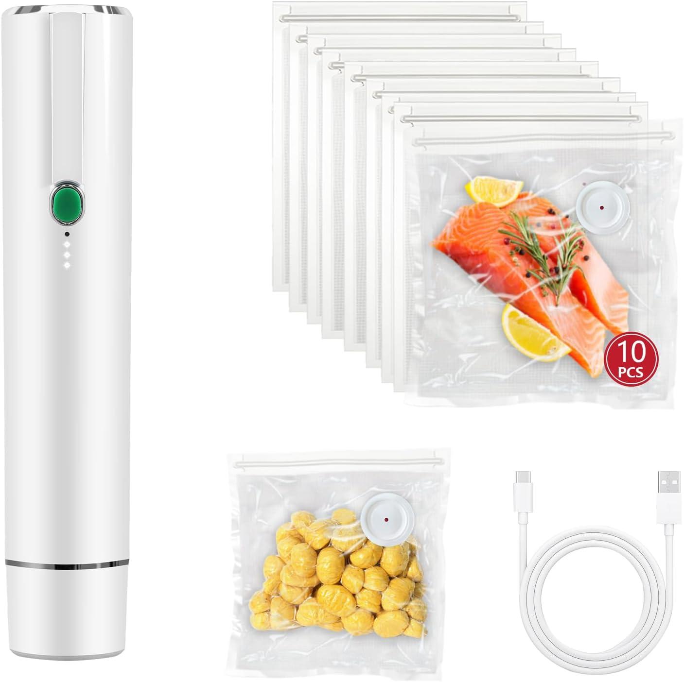 Portable Vacuum Sealer Machine With 29 Reusable Bags – Handheld Food Saver For Kitchen & Travel