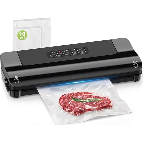 Vacuum Sealer Machine Multi-Functional Food Sealer with 10 Vacuum Bags, Fast-Compact Design, External Vacuum System & Accessory Tube for Freshness Preservation