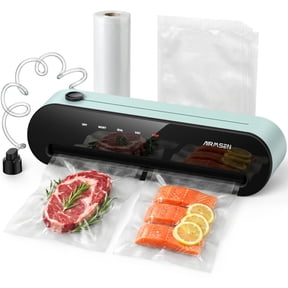 AIRMSEN Fully Automatic Vacuum Sealer Machine, 5-In-1 Food Sealer with External Accessory, Cutter, Pulse Vac, Manual Stop, Includes 1 Roll + 5 Vacuum Bags