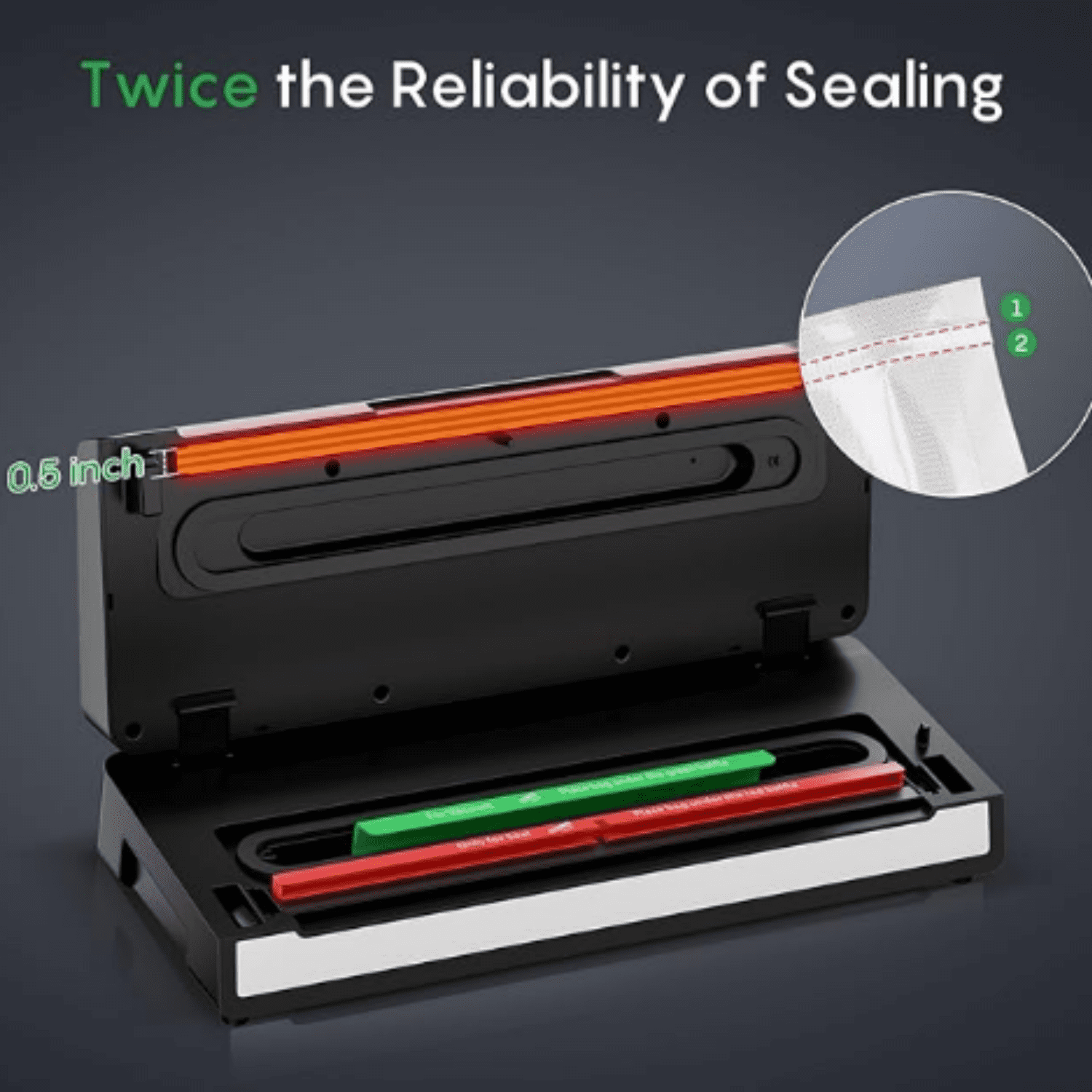 Vacuum Sealer Machine with Automatic Bag Detection, Double Heat Seal, Compact Food Sealer, Easy to Use, Starter Kit