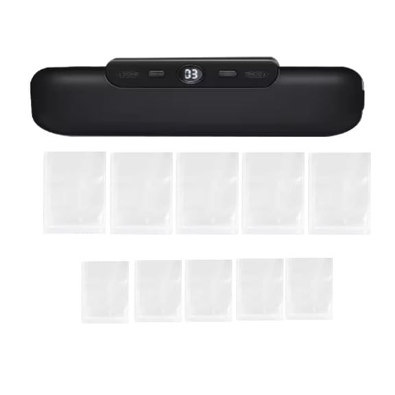 Vacuum Sealer Packaging Machine with Free 10pcs Vacuum Bags Household Vacuum Food Sealing US Plug B,1 x Vacuum sealer 10 x Vacuum bags,Black