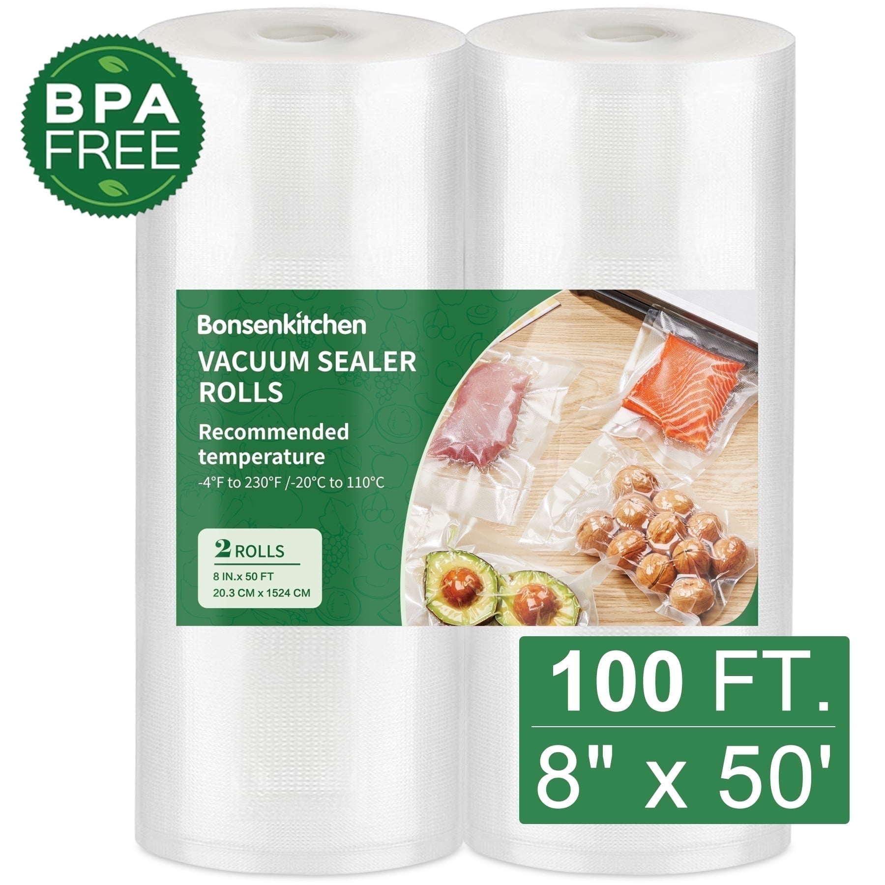 Cartones Para Monedas Rollos De Bolsas Selladoras Al Vacío Reutilizables - 4 Rollos De 8x50 Pies (4 Mil), Sin BPA, Para Ahorrar Alimentos Lavavajillas 60 Cm