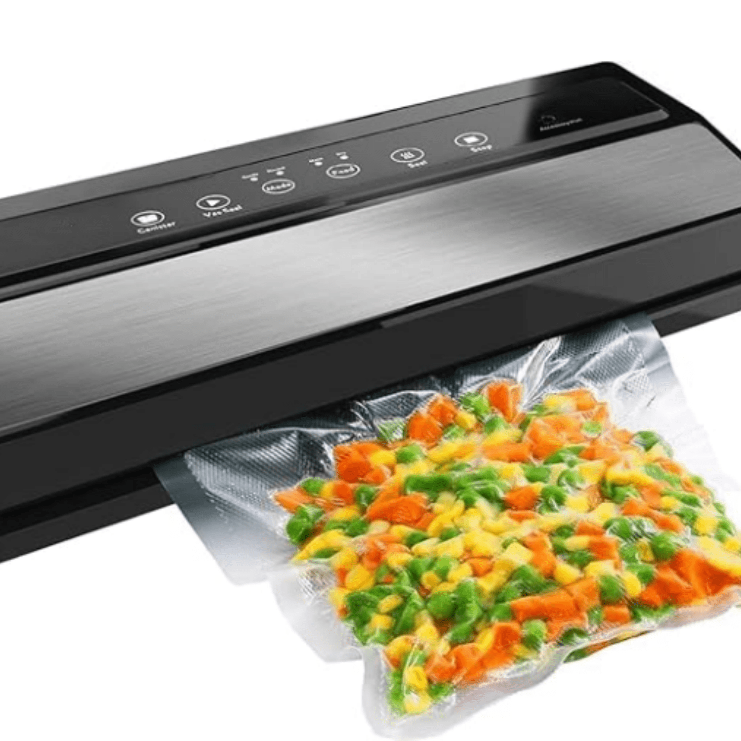 Vacuum Sealer, Vacuum Sealer Machine for Food Storage with Sealer Bags & Roll, Automatic Food Sealer for Sous Vide, Compact Design, LED Lights, Easy to Clean, Dry & Moist Modes (Silver)