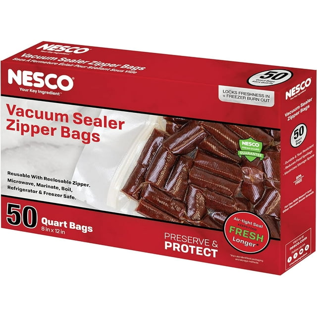 Vacuum Sealer Zipper Bags, Quart Size