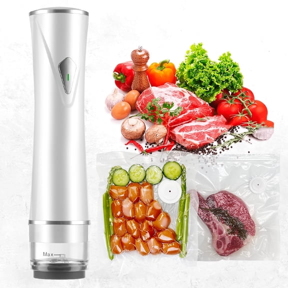 Vacuum Sealer for Food with Visible Water Tank, 30 Reusable Bags for Preservation, 60kPa Suction, Cordless Handheld Saver Compact Sealer, 1200mAh