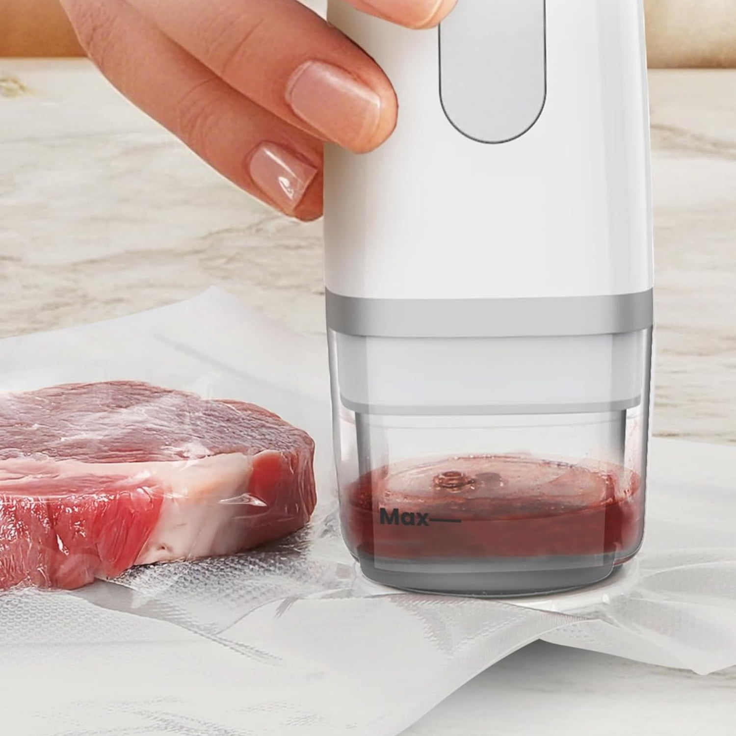 Vacuum Sealer for Food with Visible Water Tank, Handheld Compact Vacuum Sealer Machine with 30 Bags for 6X Preservation & Fresh, White