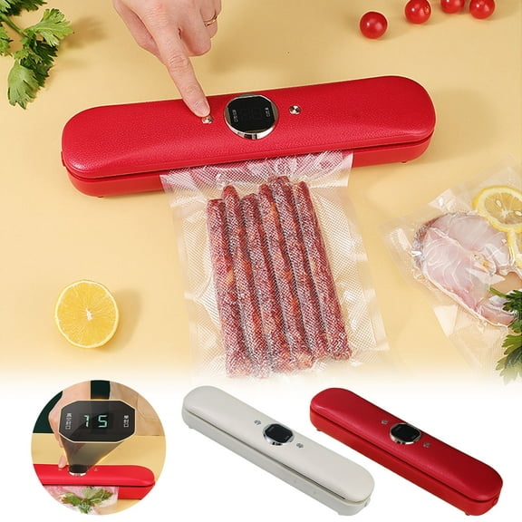 Vacuum Sealer for Food6.69x9.84in,Kitchen Packaging Machine with Automatic Adjustment & Bags for Meal Prep & Storage(Red)