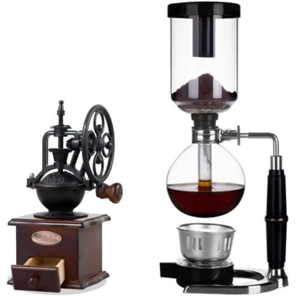 Vacuum Siphon Coffee Maker, Manual Coffee Bean Grinder, Household Glass Siphon Pot, Siphon Type Manual Coffee Maker, Coffee Set