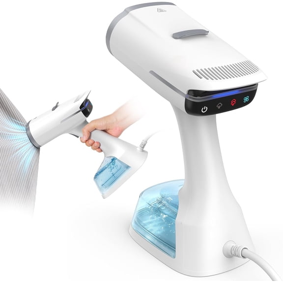 Vacuum Steamer with 270ml Water Tank, Handheld Garment for Clothes 3500Pa Suction, LED Touch Screen, Portable Suction Iron & Wrinkle Removal (110-120V Use)