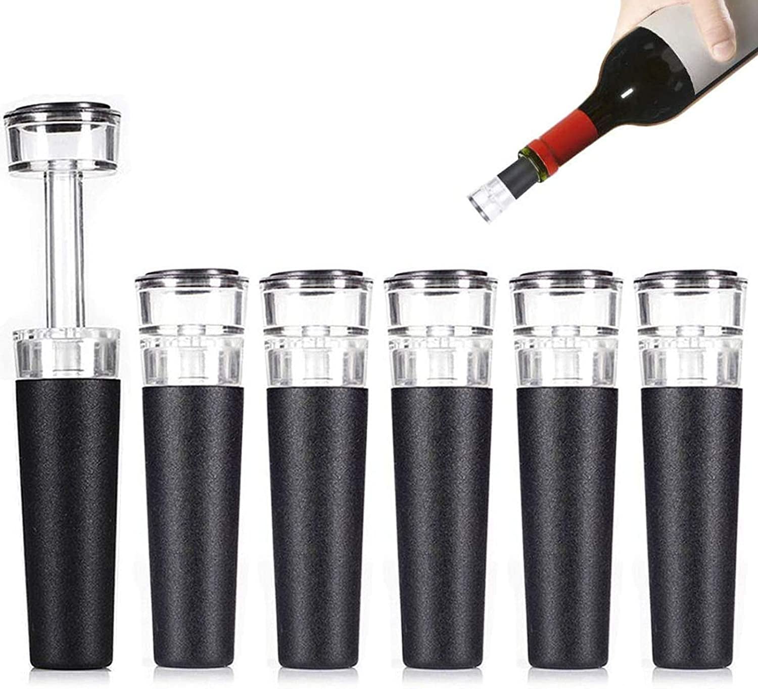 Vacuum Stoppers, Set of 6, Rubber Wine Stoppers, for Wine Saver Vacuum Pump Preserver, Bottle Rubber Corks To Preserve Wine Flavor Best Wine Air Vacuum Stoppers To Keep Wine Fresh