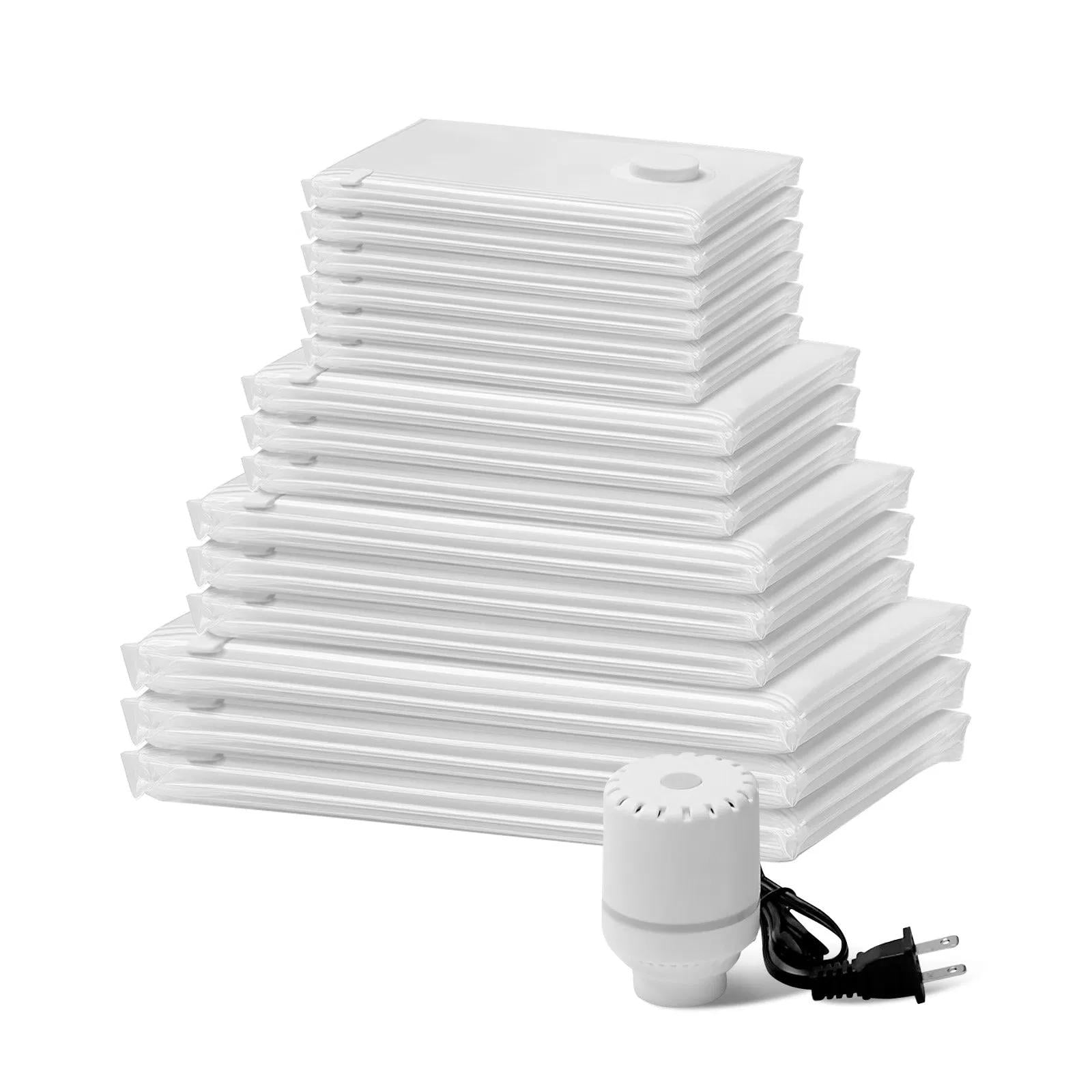 Vacuum Storage Bags, 15 Pack Space Saver Seal Bag Compression Airtight Zipper Space Bags with Electric Pump, for Cloth, Bedding, Blanket, Pillow, Travel