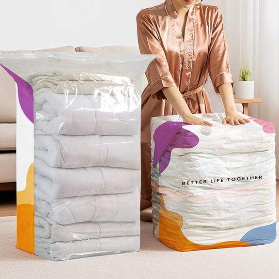 Vacuum Storage Bags, 16x24x13 Inch No Pump Needed Compression Bags for Clothes, 3D Cube Space Saving Bags for Comforters Blankets and Clothes