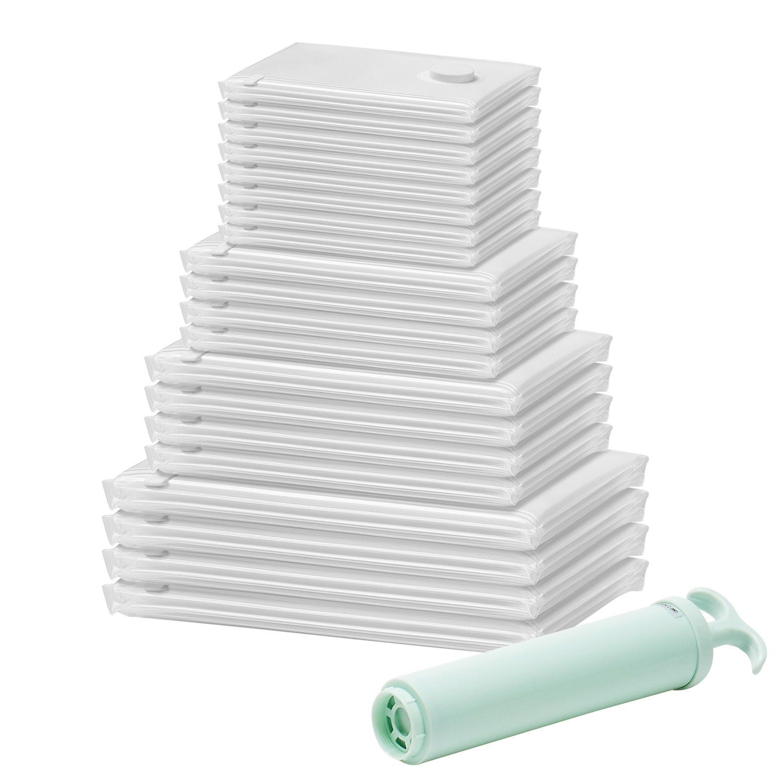 Vacuum Storage Bags 20 Pack Space Saver Compression Bags with Hand Pump for Clothes Bedding Travel 4 Jumbo Large Medium Small Roll Sizes