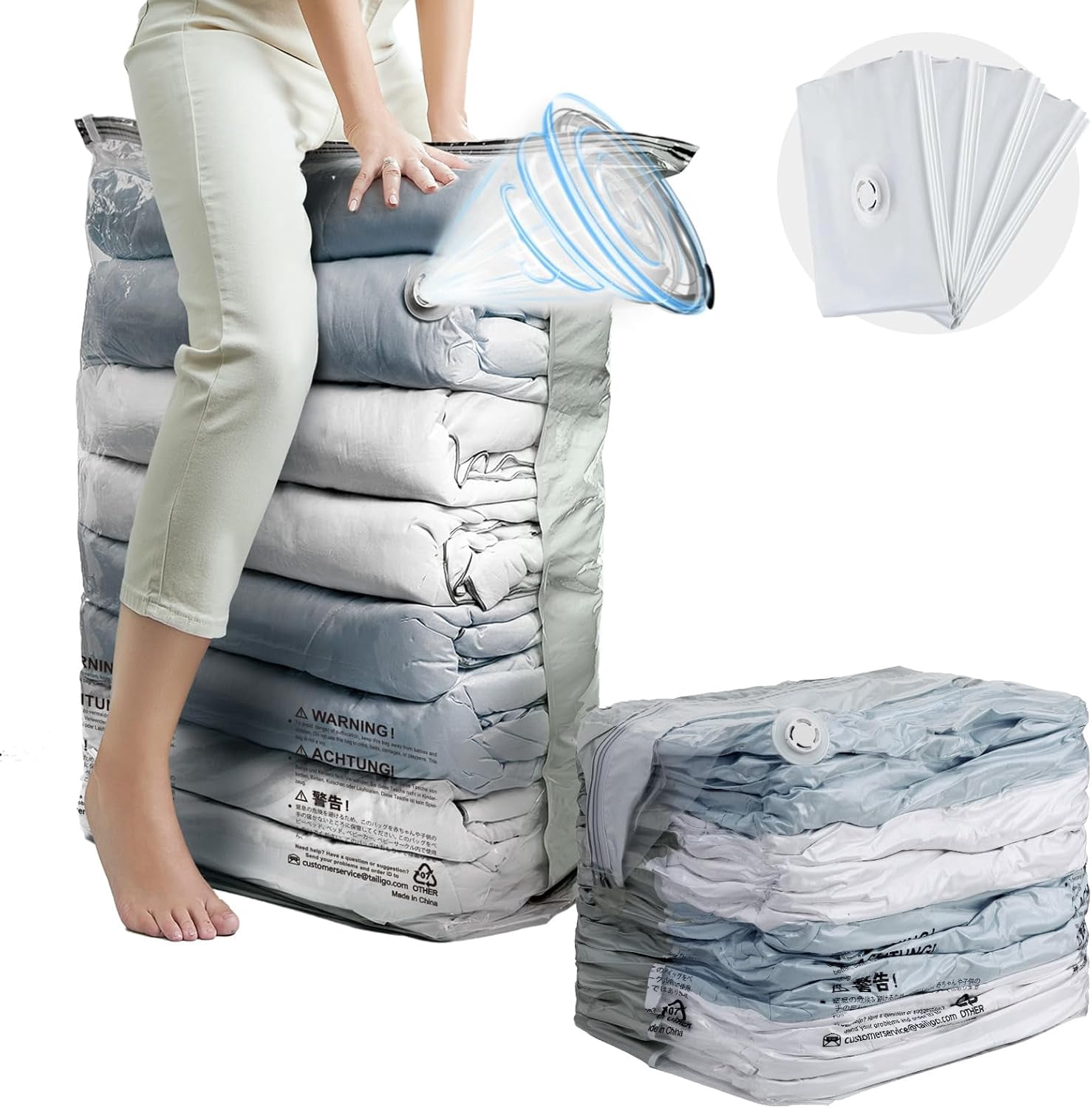 Vacuum Storage Bags 4 Pack, Jumbo Cube (31x40x15 Inch), Extra Large Seal for Clothing, Comforters, Blankets, Pillow, Bedding, Sweater, Closet Organizers, Space Saving, Cream