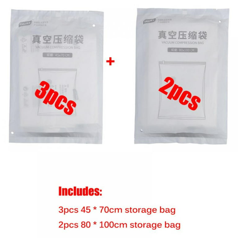 5pcs set No Pump Needed Vacuum Storage Bags for Clothes Blankets
