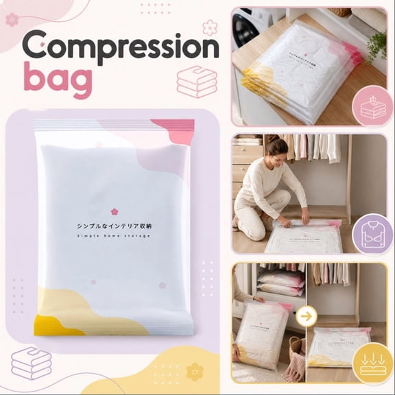 Vacuum Storage Bags 6-Pack for Bedding & Clothing, Space Saver, Leak-Proof Compression with Easy Seal, Transparent Design for Home, Dorm, Travel Organization