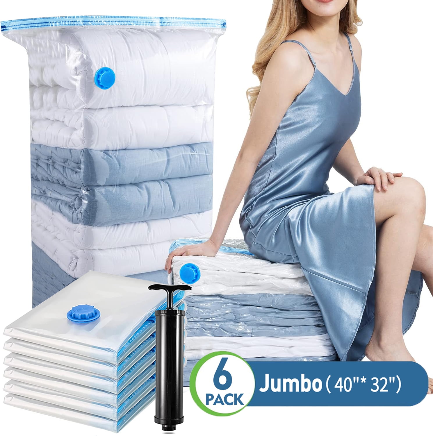 Spedalon 12 Vacuum Storage Bags for Clothes - Jumbo, Large, Medium & Small  - Space Saver Vacuum Bags for Comforters, Blankets, Bedding, Pillow 