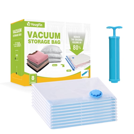 Vacuum Storage Bags,8* (40" * 28") Jumbo Space Saver Bags with Hand Pump