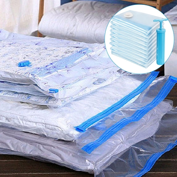 Vacuum Storage Bags for Clothes and Blankets, Space Saver Compression Bags with Hand Pump, 5 Pack Large Medium Small for Quilts Bedding Travel and Closet Organization (80% More Space)