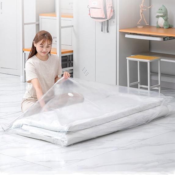 Vacuum Storage Bags with Double-Zip Seal, Jumbo Space Saver Bags for Clothes, Mattress, Blanket, Duvets, Pillows, Comforters, Travel 180*85*30cm (White)