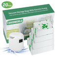 thumbnail image 1 of Vacuum Storage Bags with Electric Air Pump,  20 Pack (5 Jumbo, 5 Large, 5 Medium, 5 Small, ) 80% Space Saver Compression Bags, Vacuum Sealer Bags for Clothes, Blanket, Duvets, Pillows, Travel, 1 of 7