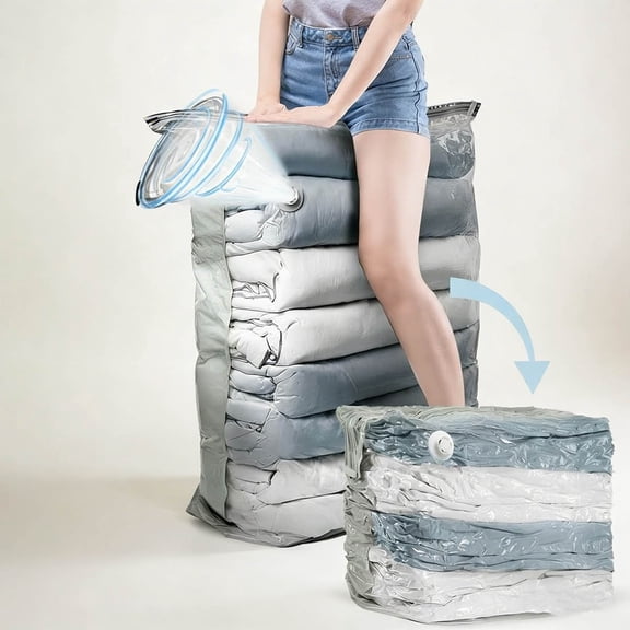 Vacuum Storage Bags, Jumbo Cube, Extra Large Vacuum Seal Bags for Clothing, Comforters, Blankets, Pillow, Bedding, Closet Organization Space Saving, Cream