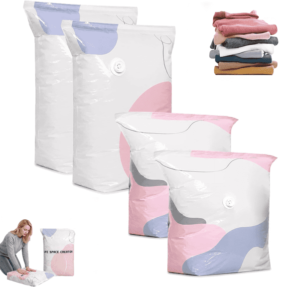 No-Pump Vacuum Storage Bags, 3D Compression Storage for Bedding, Clothes, Blankets & Comforters, Travel Space Saver