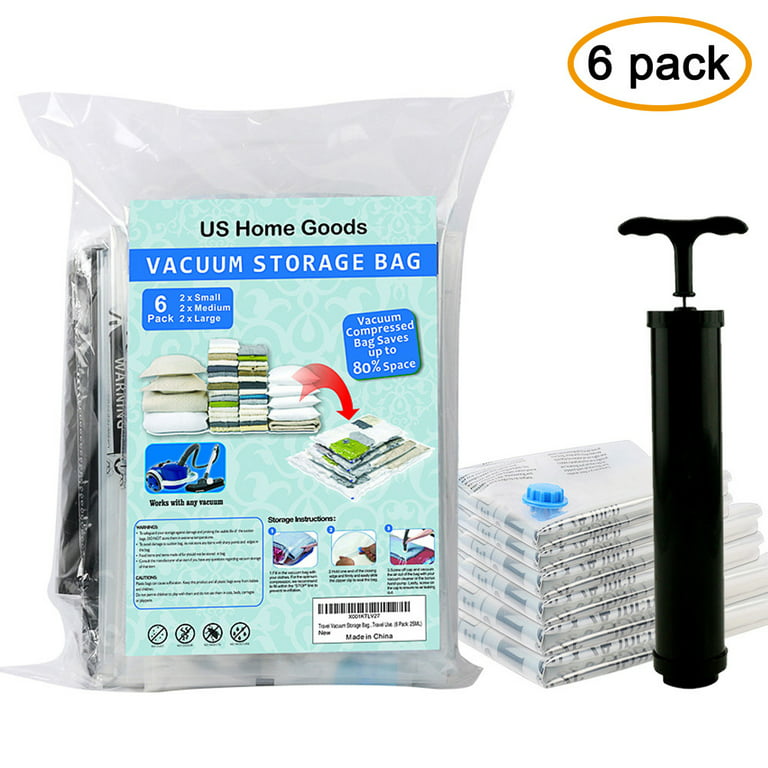 Vacuum Storage Bags Save up to 85% of Original Space,Space Saver Bag with  Free Hand Pump for Travel(6 Pack: 2 x Small,2 x Middle, 2 x Large)