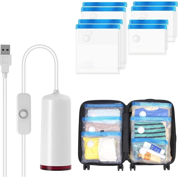 Vacuum Storage Bags,Space Saver Bags ,Airtight Compression Bags with USB Electric Pump,Compression Bags for Clothes,Pillows,Comforters, Blankets, Bedding and Clothing Travel (2XL/2L/2 M/2S)