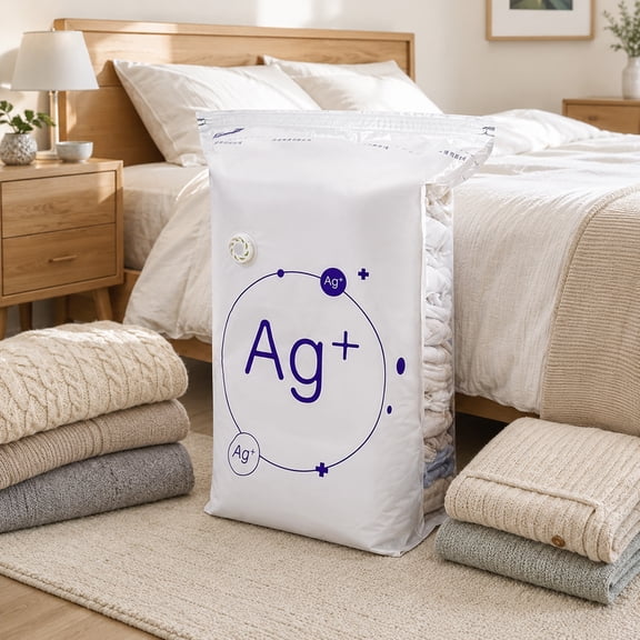 Vacuum Storage Bags with Air Valves, Stackable Compression Organizer for Clothes and Quilts for Closets, Wardrobe, and Space Saving