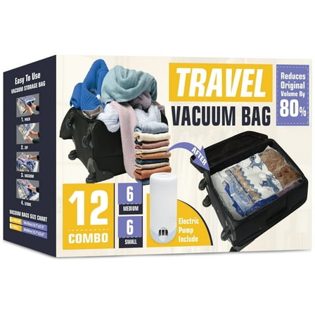AGALI 12 Pack Space Saver Storage Bags with Electric Pump for Clothes Bedding Comforters