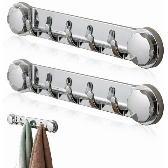 Vacuum Suction Cup Bathroom Wall Hooks Rail Bar Removable Drill Free Towel Rack Silver Coat Hanger Bar 15.74 x 2.75 Inch 1 Pack number_of_pieces 1