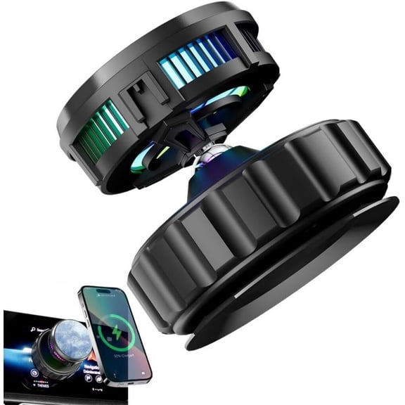 Vacuum Suction Magnetic Phone Holder Mount with Cooler, 360 Adjustable for Cars/Smooth Surfaces (Black)