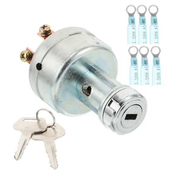 GOOHOCHY Universal Ignition Switch with Key for Agricultural Vehicles Trucks Tractors Made of Zinc Alloy and Copper 6 Pin Terminals