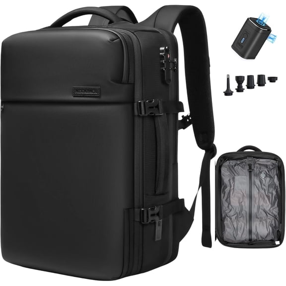 Vacuum Travel Backpack, 70L Expandable Air Vacuum Backpack for Travel, Vacpack Travel Vacuum Bags with Pump, TSA Lock, USB Port,