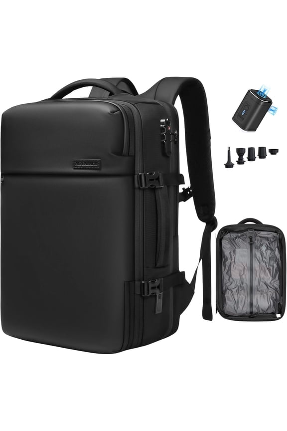 Vacuum Travel Backpack, 70L Expandable Air Vacuum Backpack for Travel, Vacpack Travel Vacuum Bags with Pump, TSA Lock, USB Port,