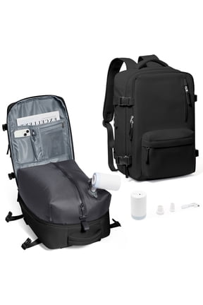 Airback Travel Backpack with Vacuum Seal Compression, Vacpack Backpack for Travel with Air Pump, Personal Item Carry on Bag Airlines Approved, Water Resistant Airbag Vacuum Backpack College Daypack
