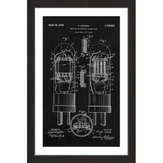 "Vacuum Tube 1924 Black Paper" Framed Painting Print