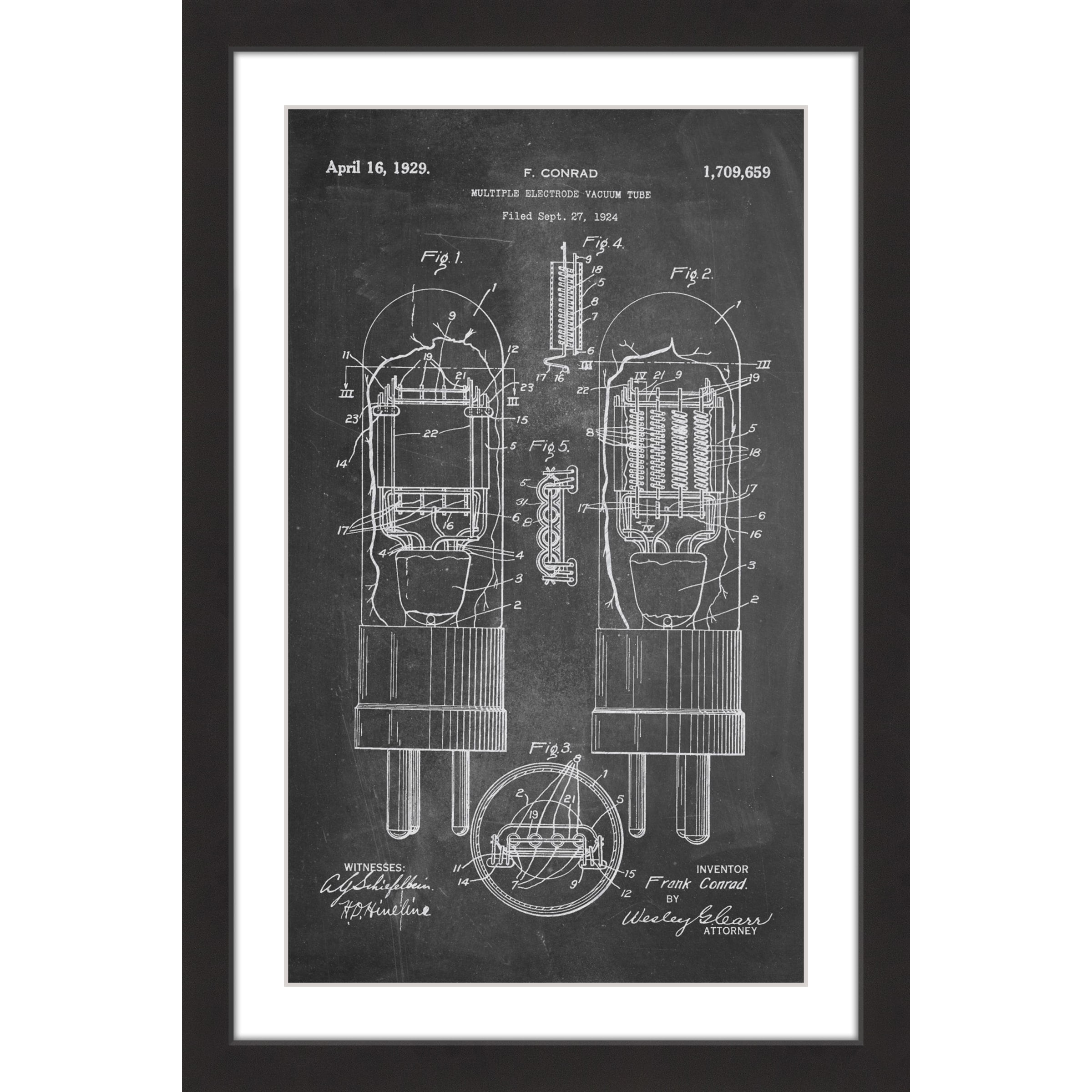 "Vacuum Tube 1924 Chalk" Framed Painting Print