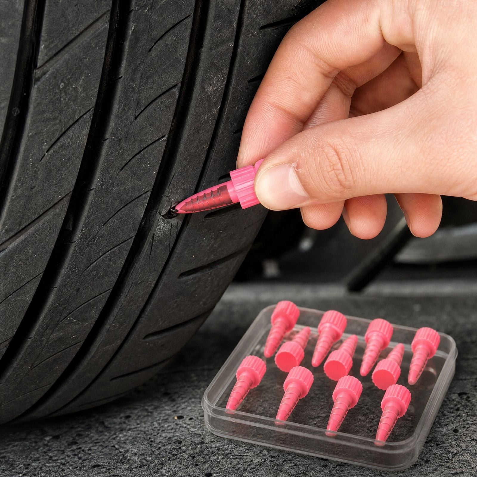 Vacuum Tyre Repair Nails Kit, 10pc Rubber Puncture Plug Tool for ...