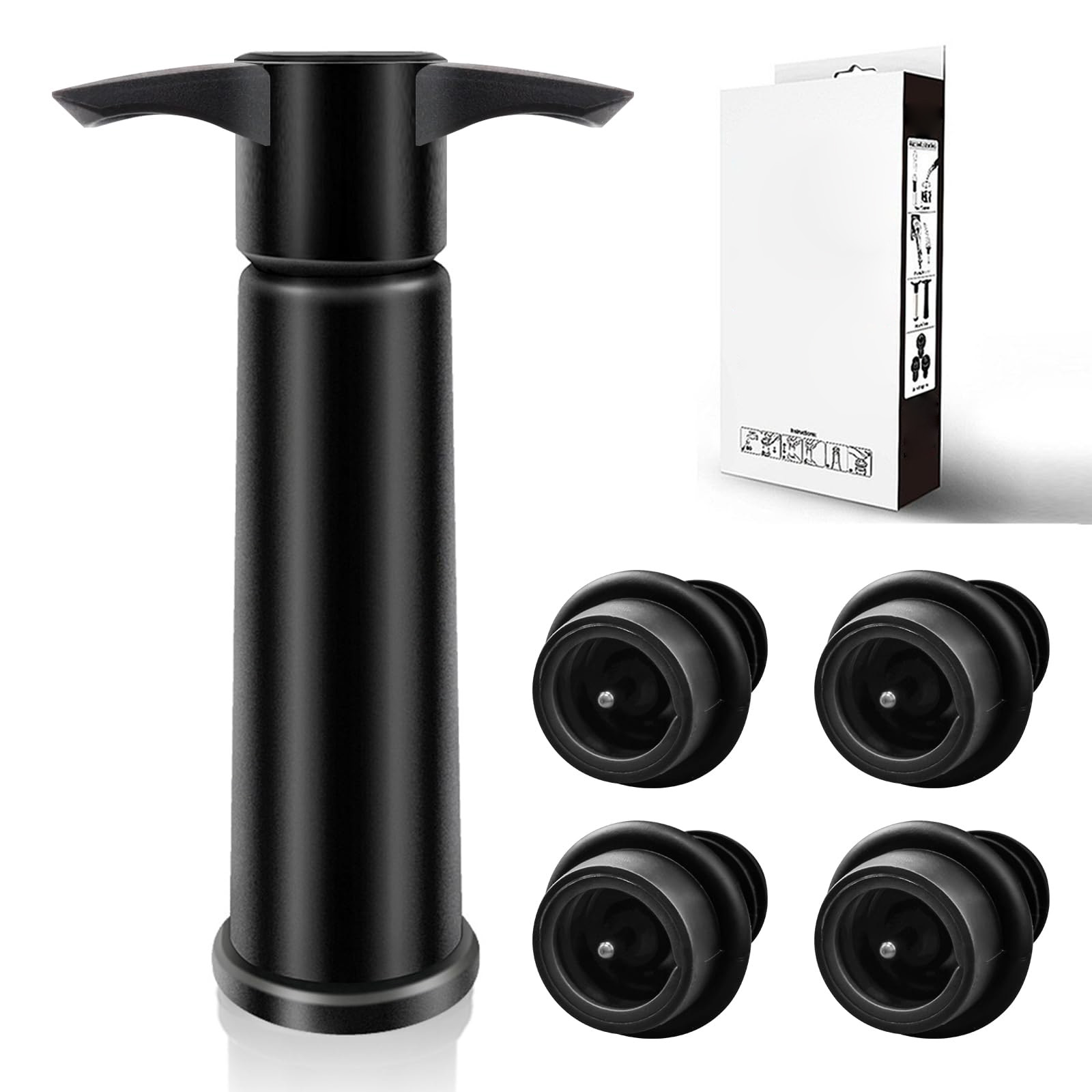 Vacuum Wine Saver and Preserver Kit with 4 Stoppers, Universal Fit for ...